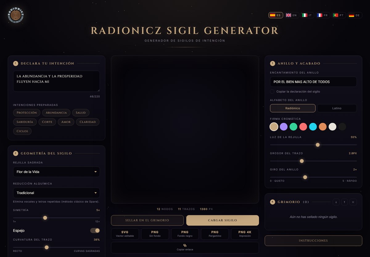 app.radionicz.com — Radionicz Sigil Generator